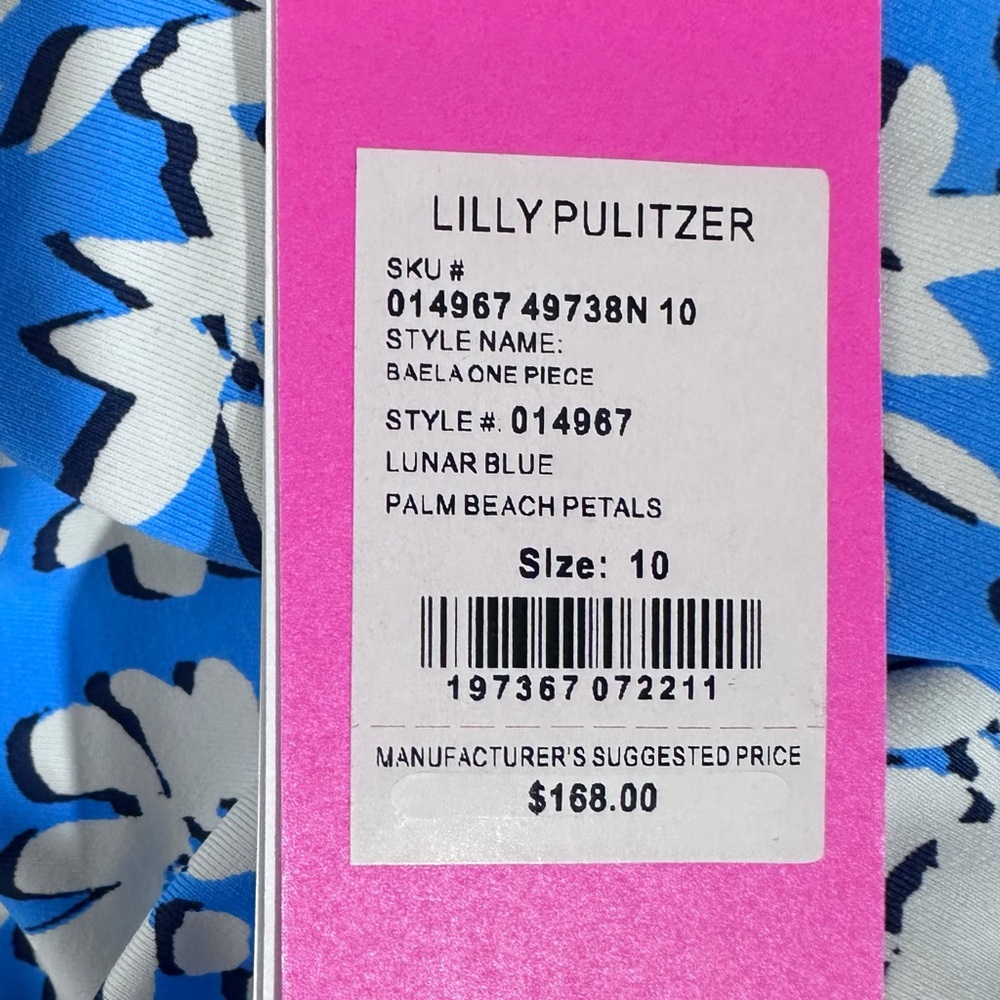 Lilly Pulitzer Baela Swimsuit in Lunar Blue Palm Beach Petals NWT [1457] - Picture 7 of 11